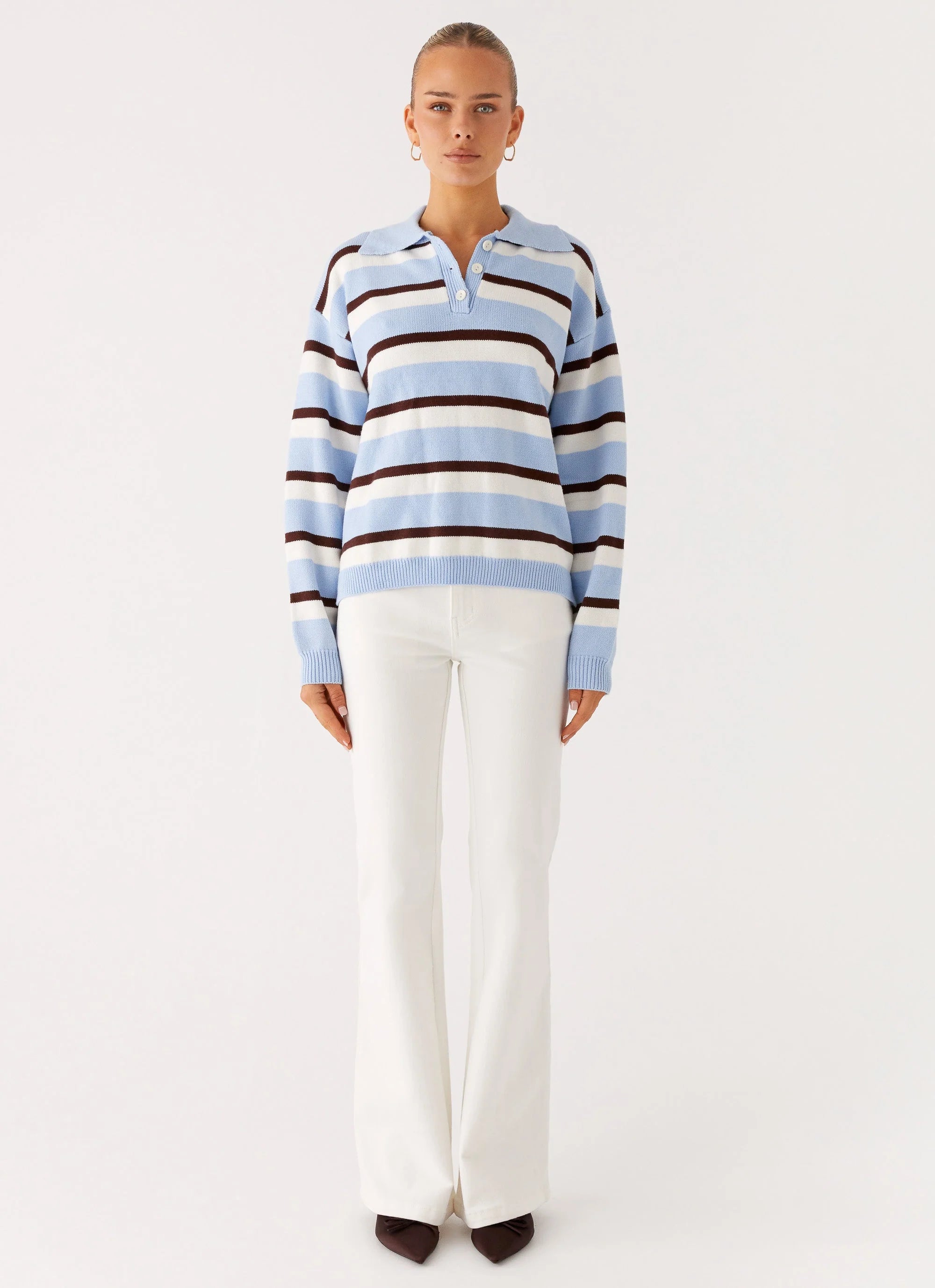 Liana Striped Polo Blue Stripe