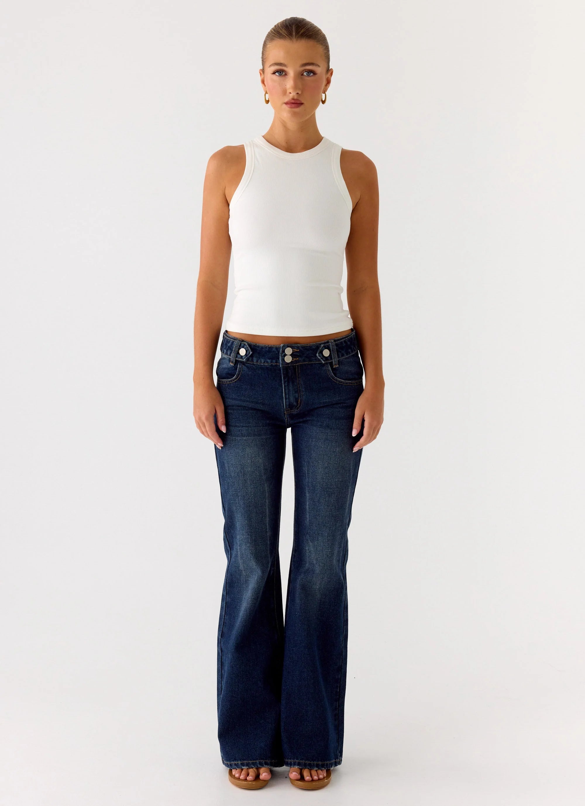 See Me Twice Ribbed Top White