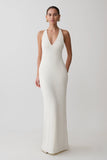Hana Slinky Plunge Maxi Dress Ivory