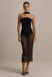 Tamala Black High Neck Midi Dress With Lace Skirt
