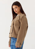 Evan Faux Suede Short Trench Jacket Tan