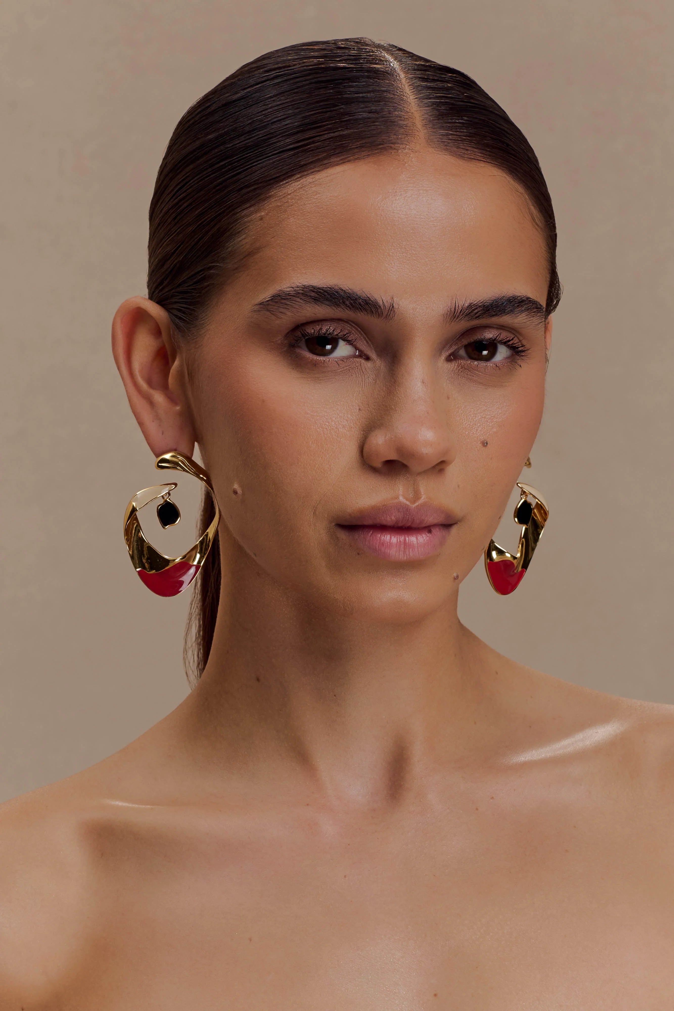 Marna Large Hoop Earrings With Stones Gold