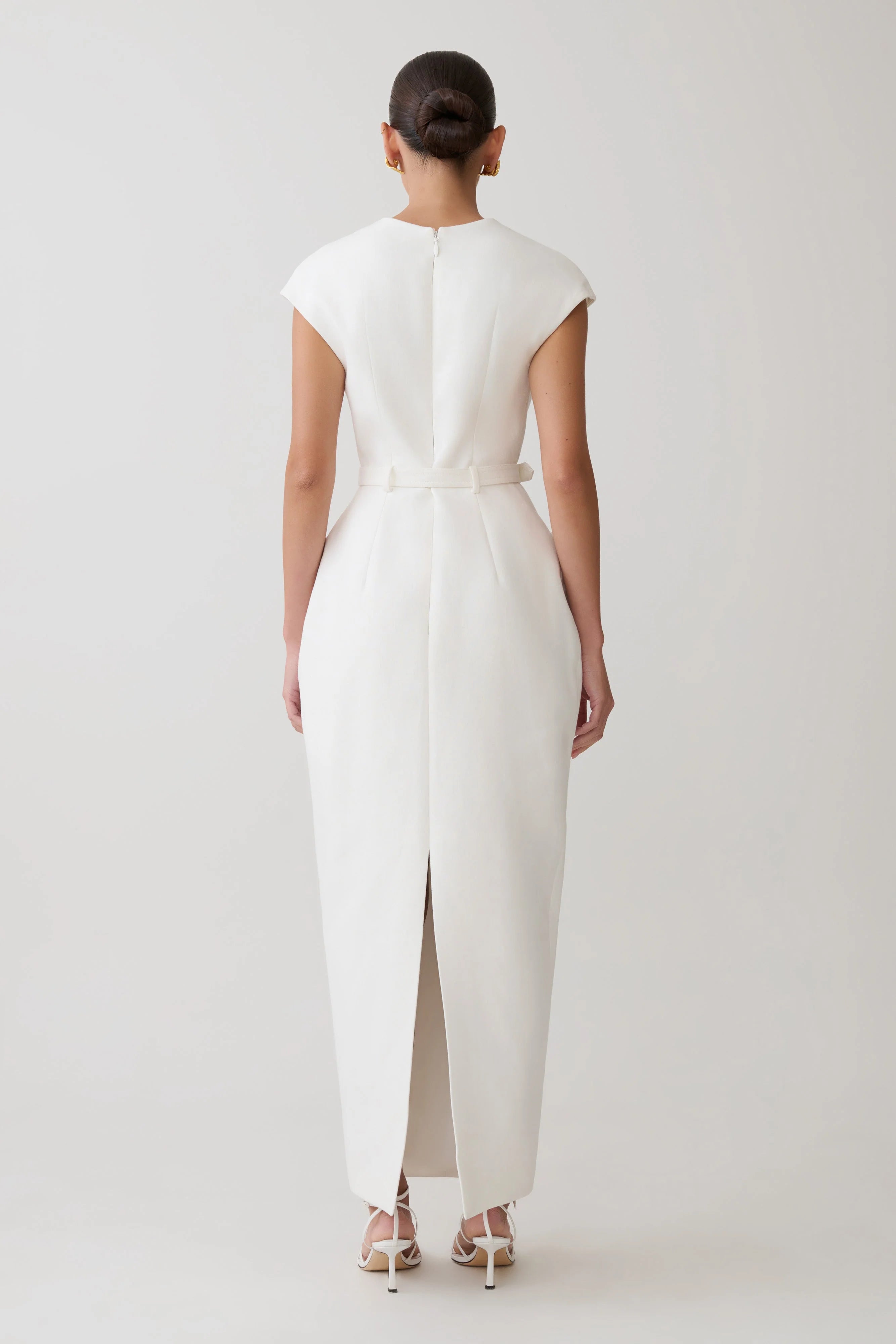 Livia V Neck Linen Maxi Dress White