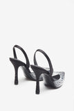 Covergirl Black Diamante Sling Back Pointed Heels