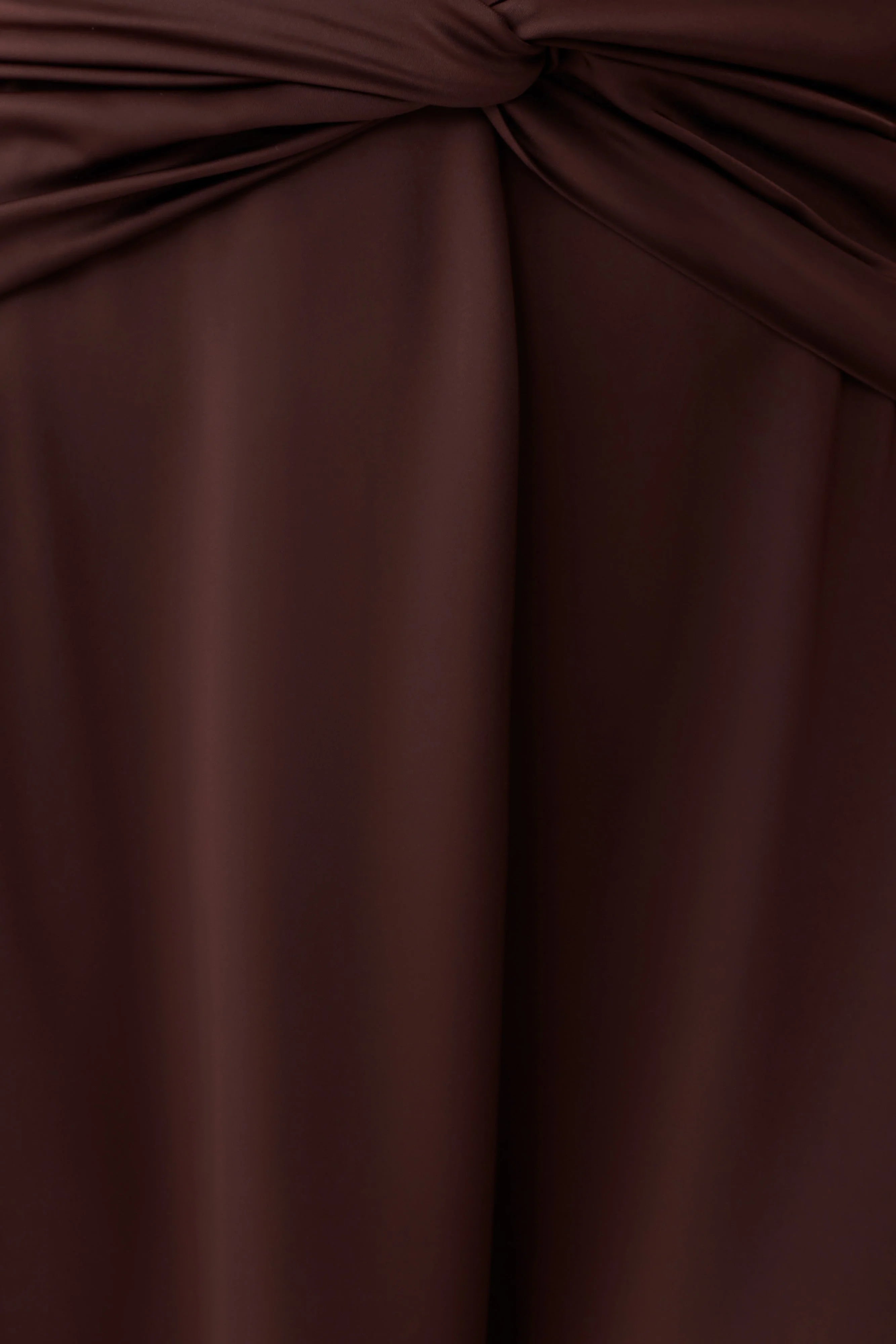 Cyra Plunge Satin Midi Dress Dark Chocolate