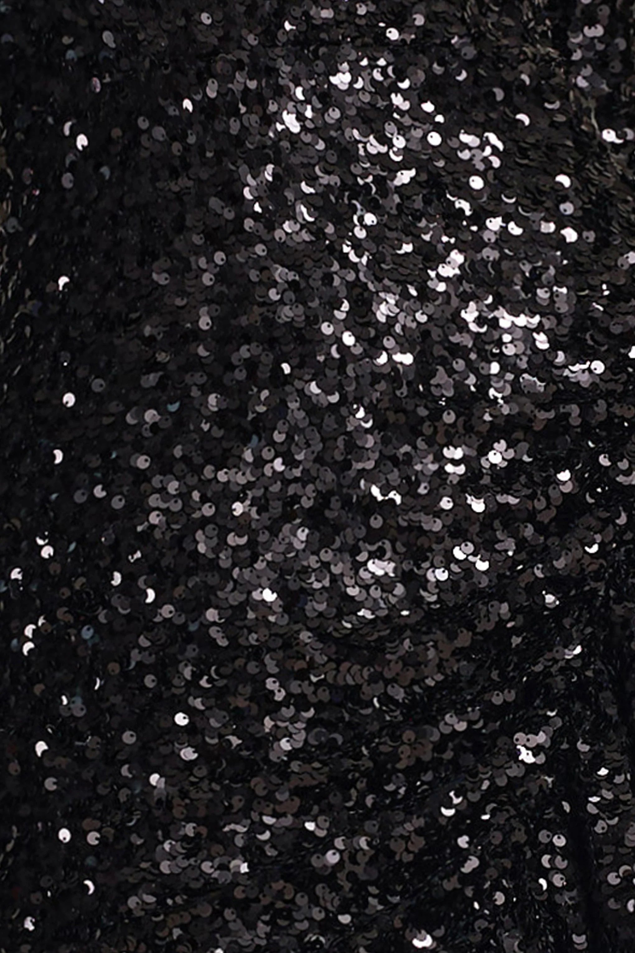 Wild Dream Black Sequin Plunge Neck Ruffle Split Maxi Dress