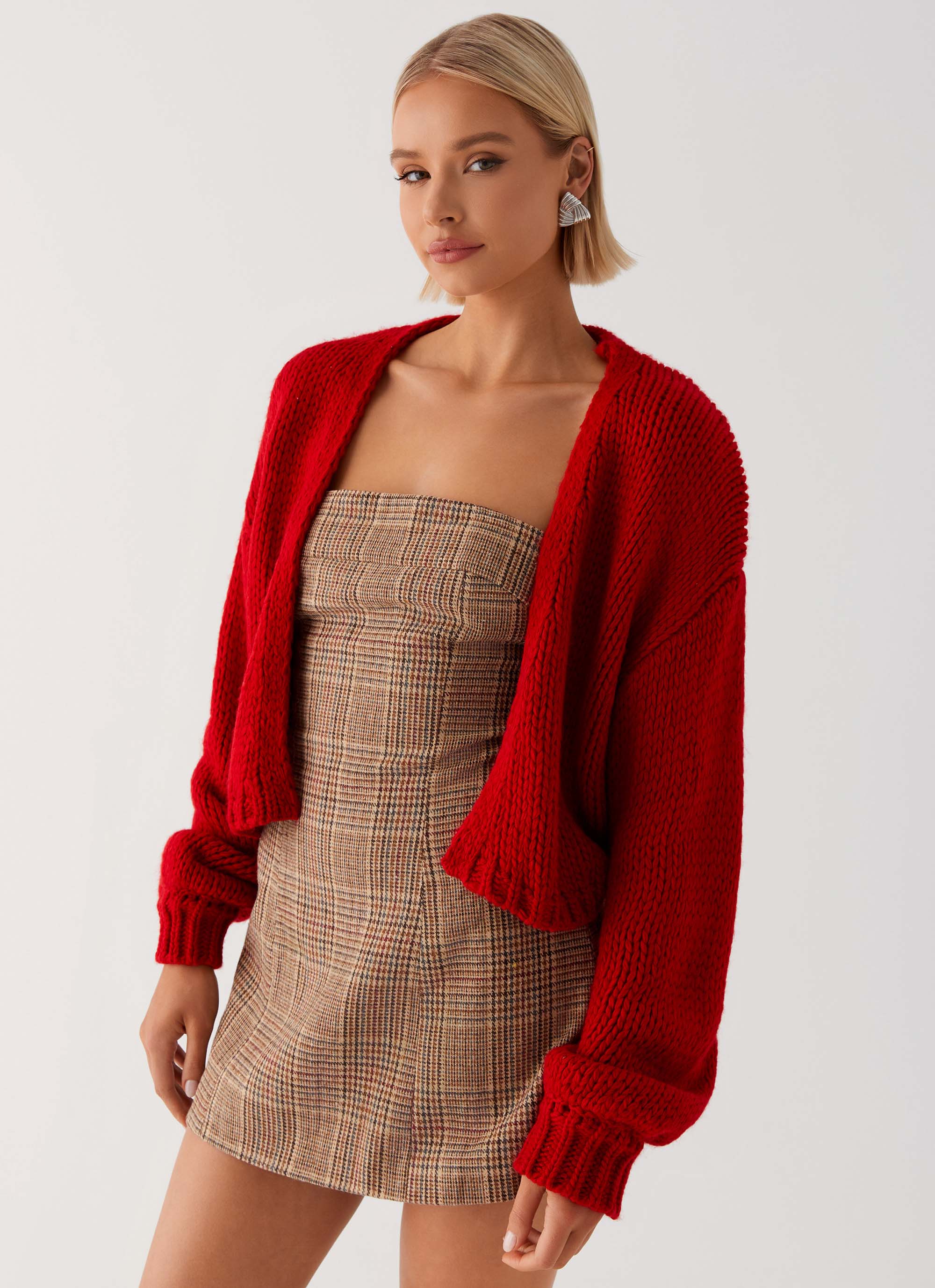 Jasleen Knit Cardigan Red