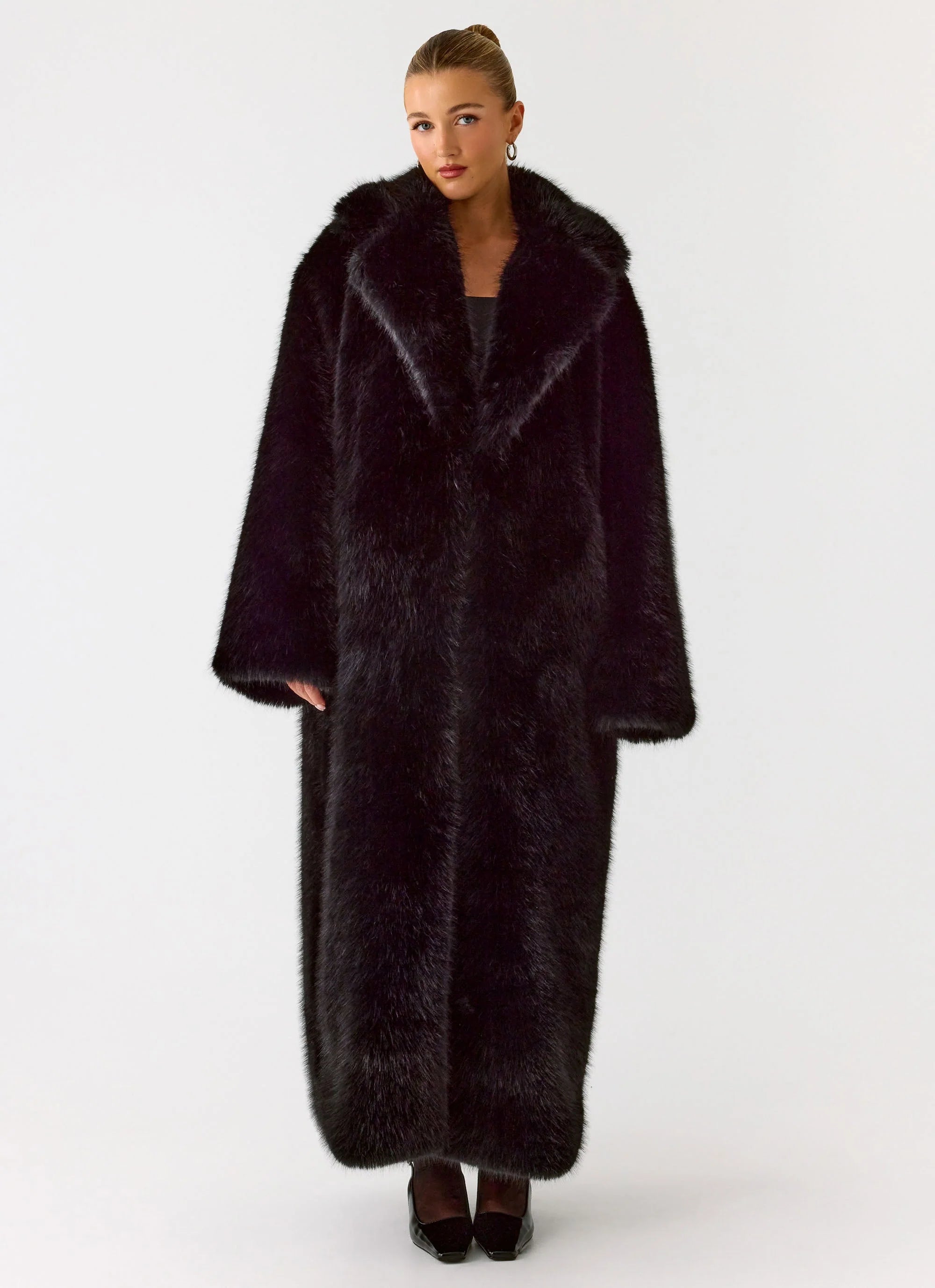 Kamil Faux Fur Maxi Coat Black