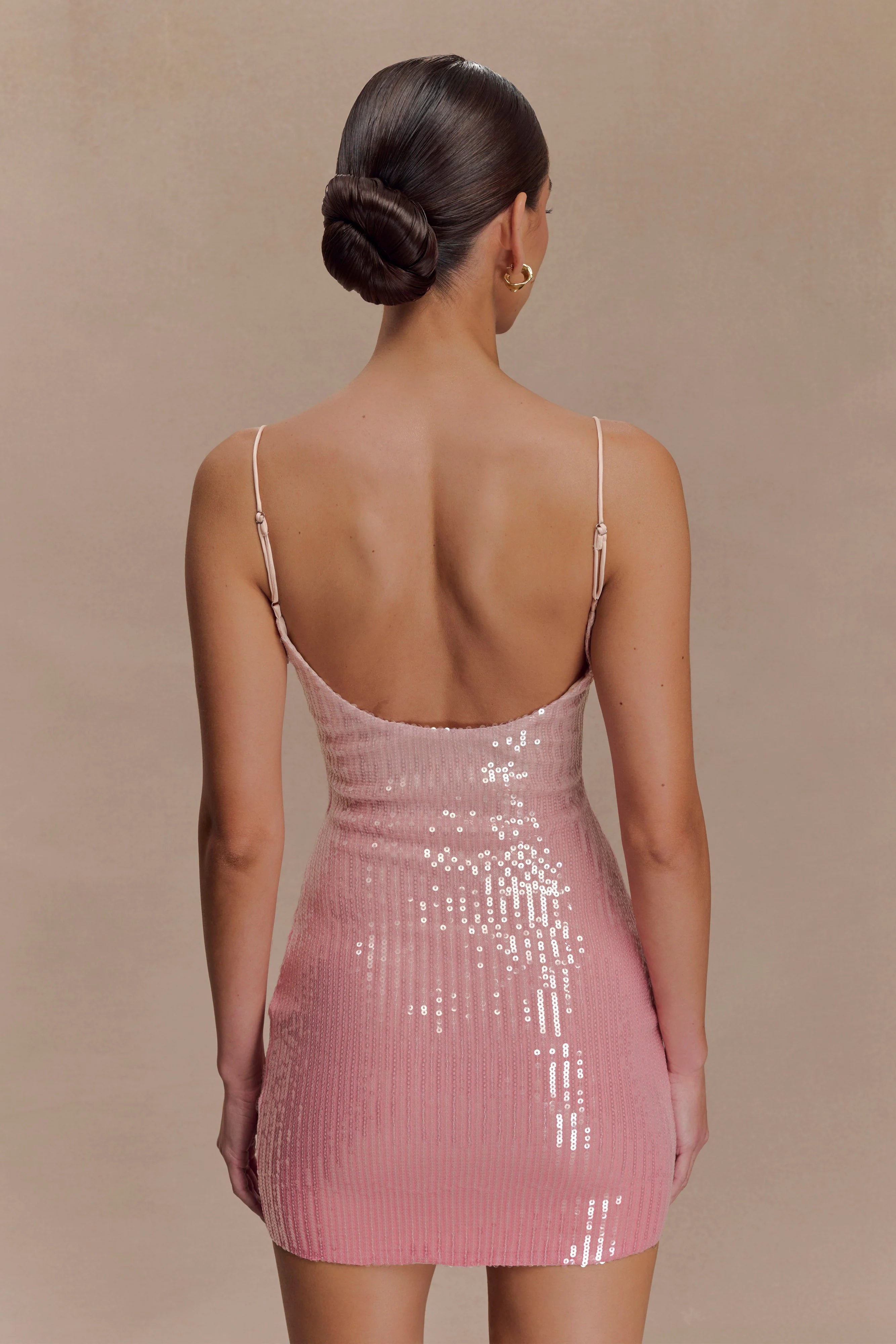 Mora Sequin Mini Dress Ombre Pink