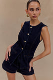 Abel Denim Button Up Top Indigo Blue