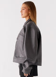 Lula Faux Leather Bomber Jacket Charcoal