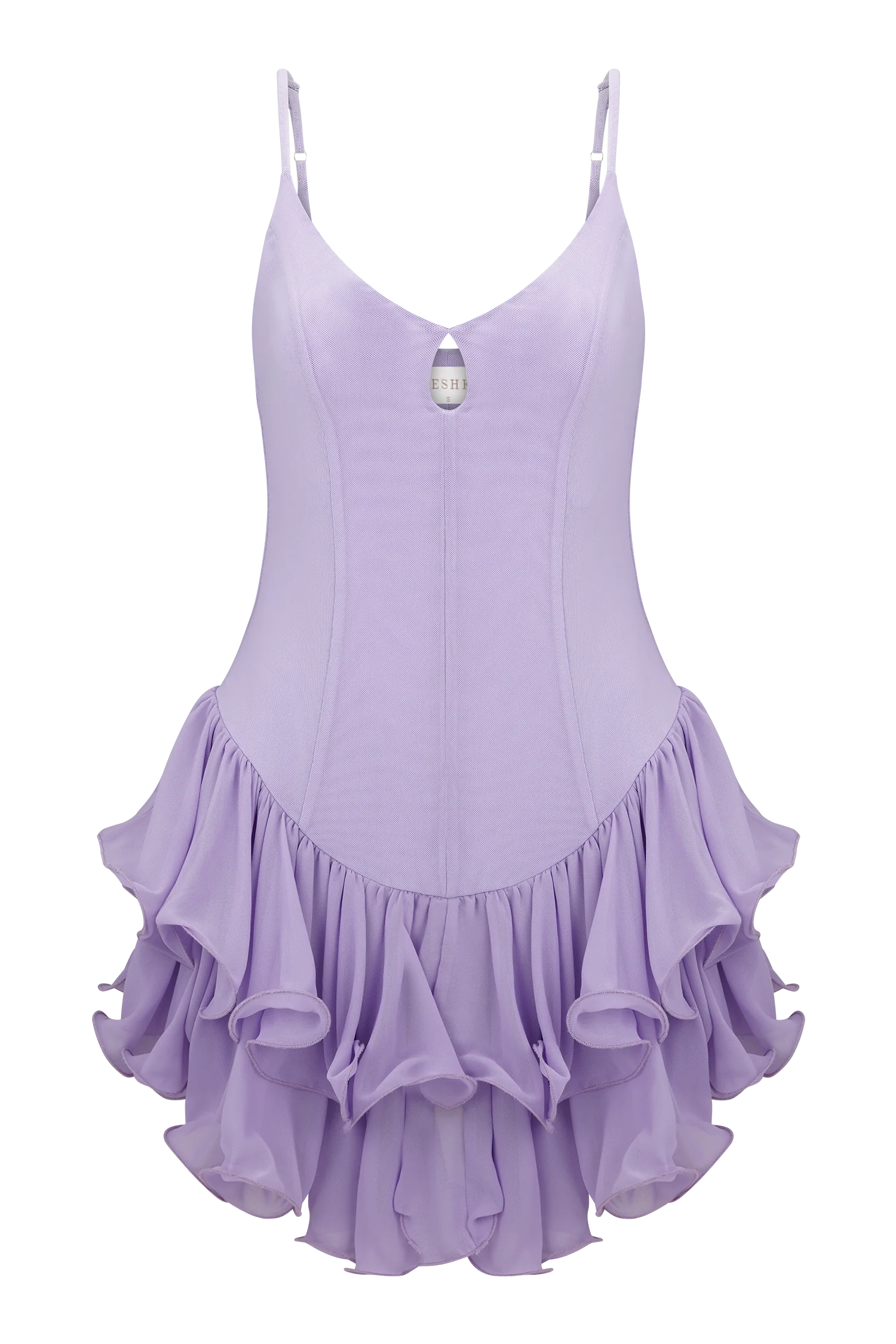Calantha Ruffle Mesh Mini Dress Lilac