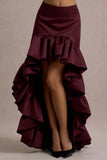 Ruby Merlot Satin High Low Maxi Skirt