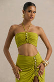 Alani Green Halter Neck Ruched Bandeau Top