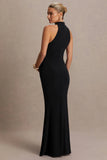 Kaia Black Halter Neck Maternity Dress