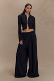 Aspen Gathered Wide Leg Jogger Black