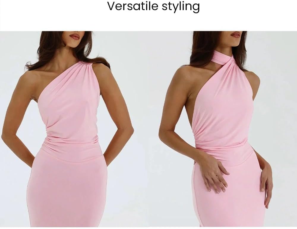 Women Sexy Backless Dress Halter Cut Out Bodycon Maxi Dresses Wedding Guest Beach Vacation