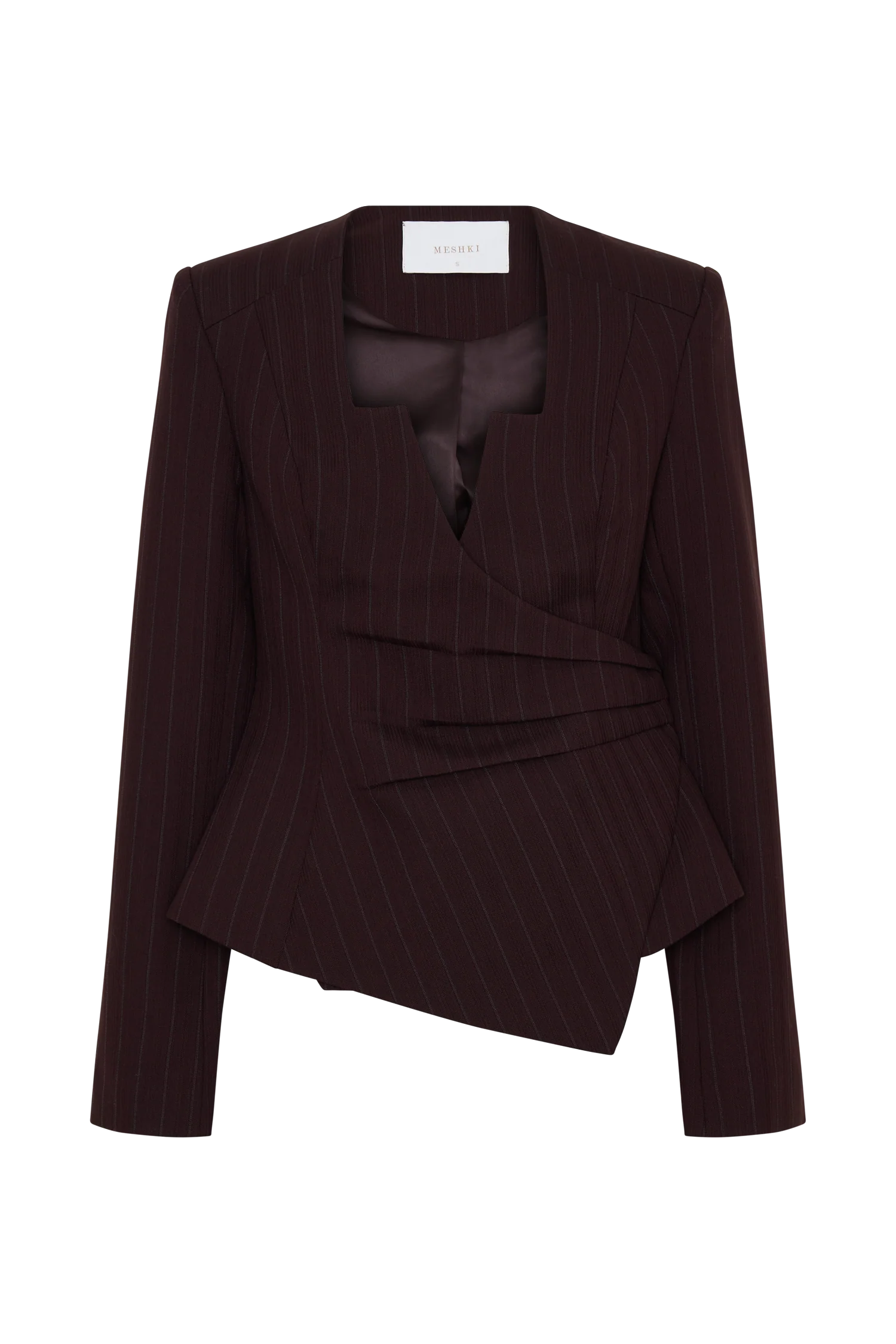 Agatha Square Neck Blazer Plum Pinstripe