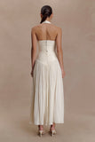 Makena Gathered Midi Skirt Opal White