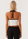 Signature Monogram Halter Top White