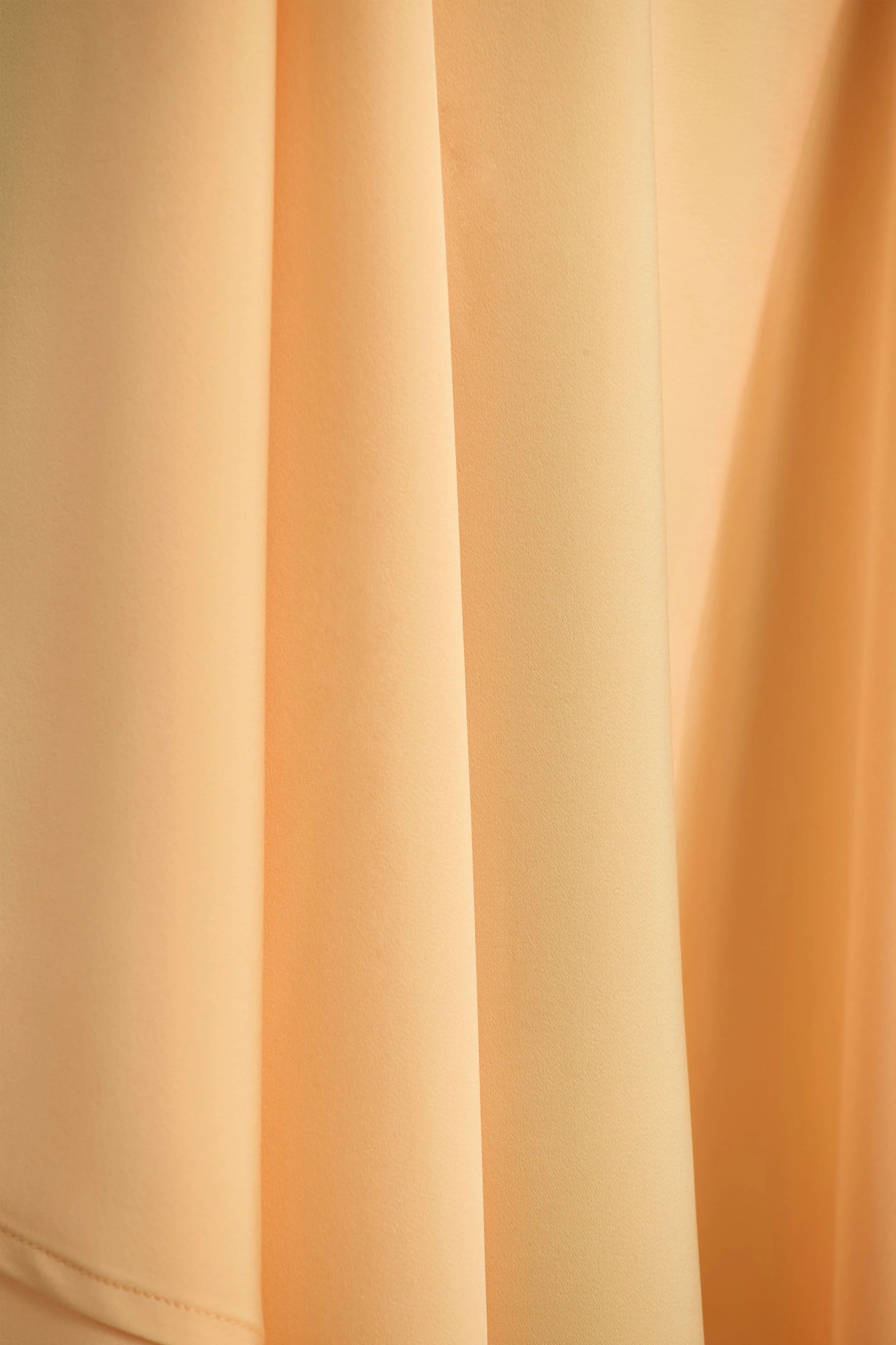 Glint Peach Satin Plunge Neck Maxi Dress With Asymmetric Hem