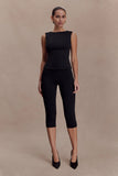 Kyra Open Back Scuba Crepe Top Black