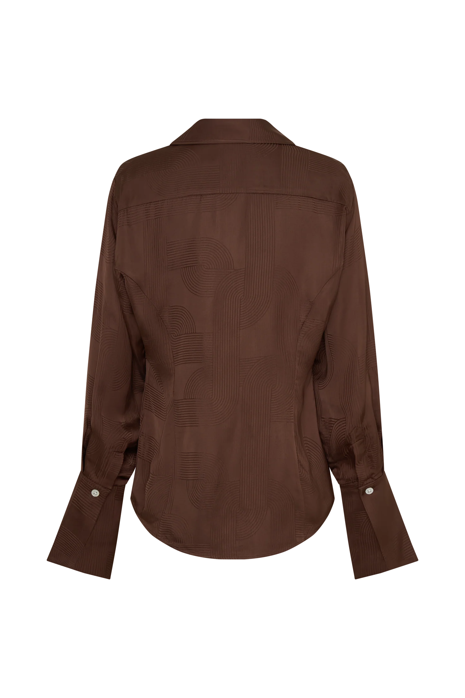 Gia Long Sleeve Satin Shirt Chocolate