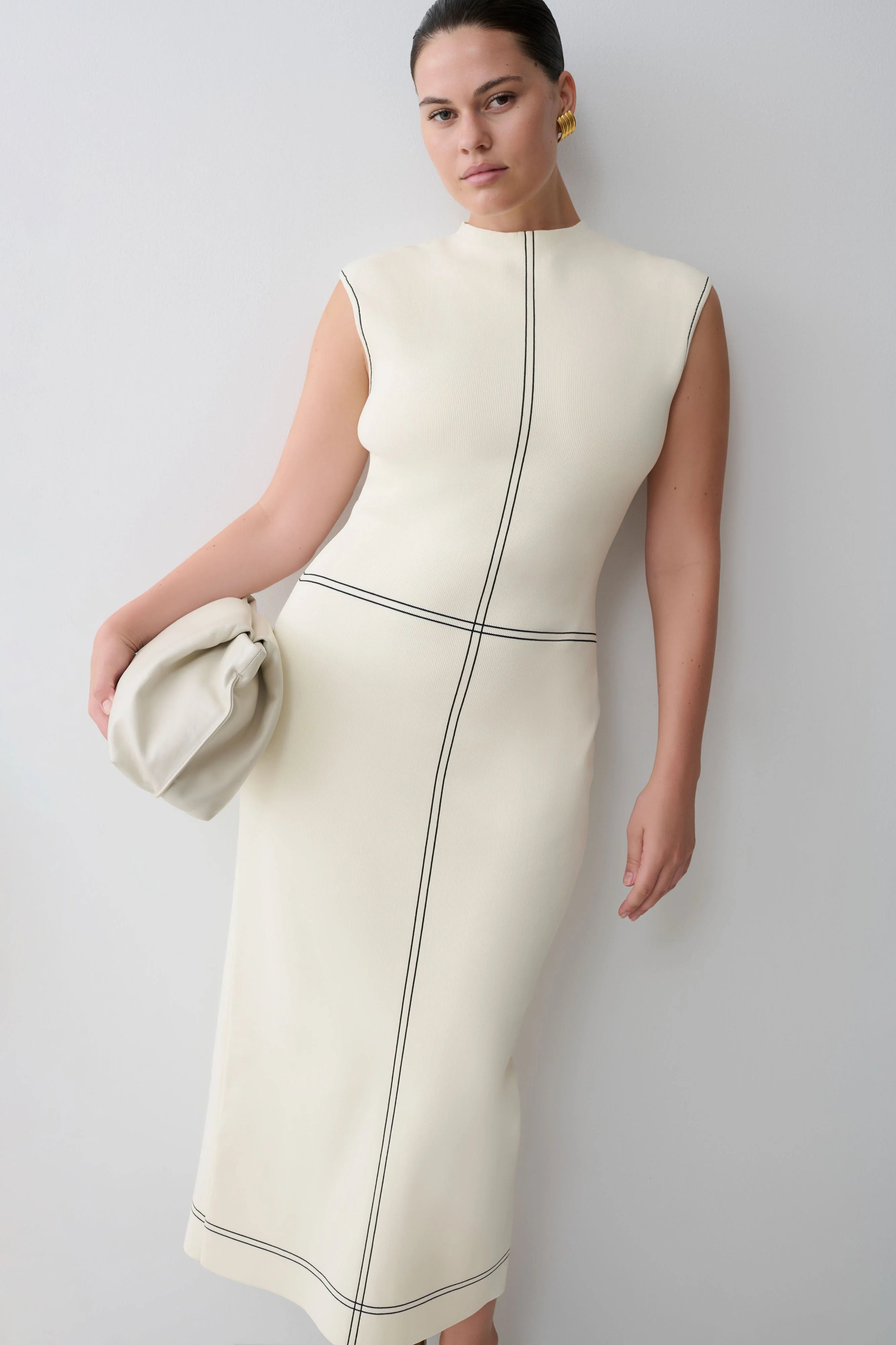 Malone Bandage Knit Midi Dress Ivory
