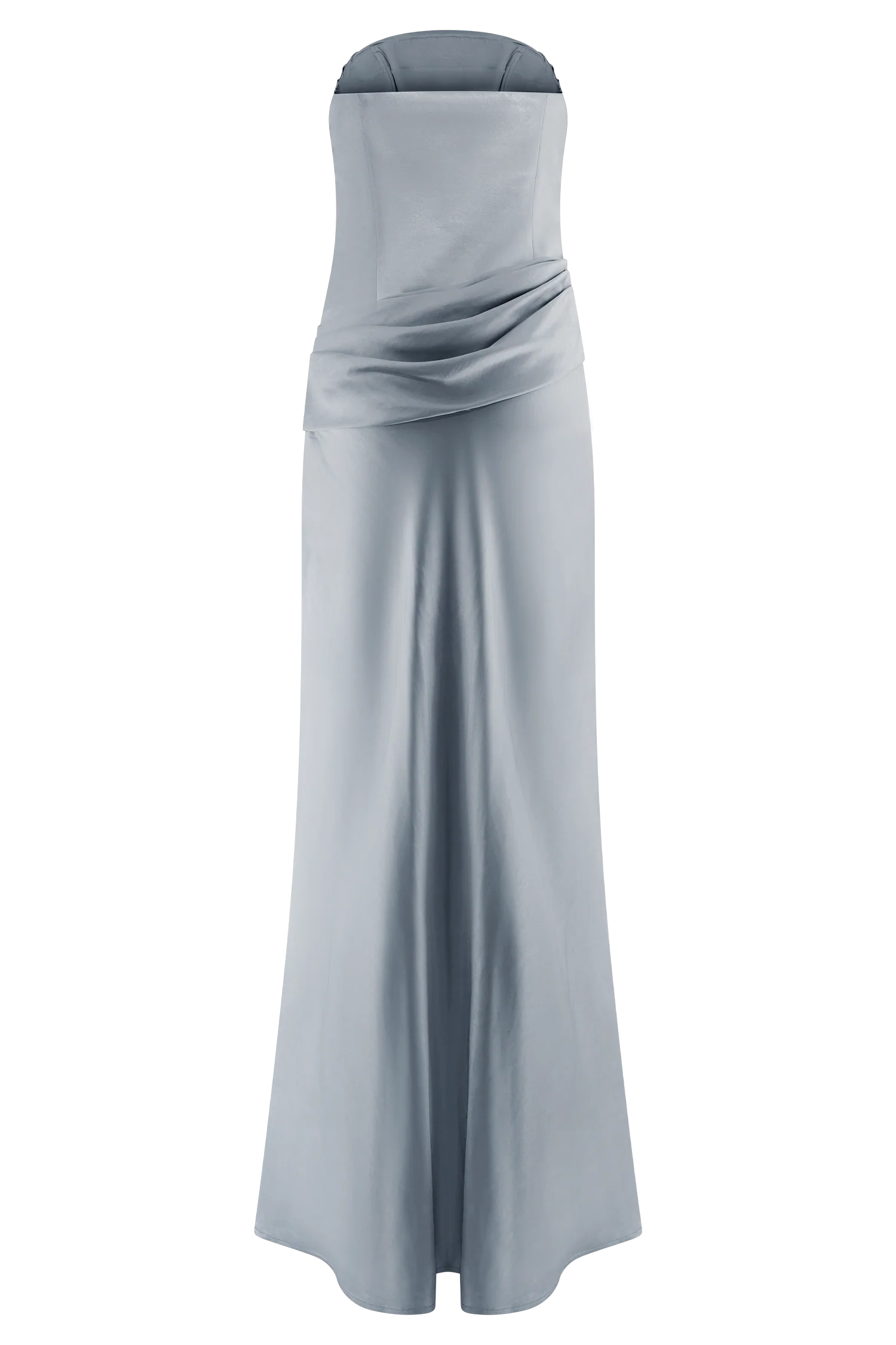 Jasmine Strapless Satin Maxi Dress Frosted Blue