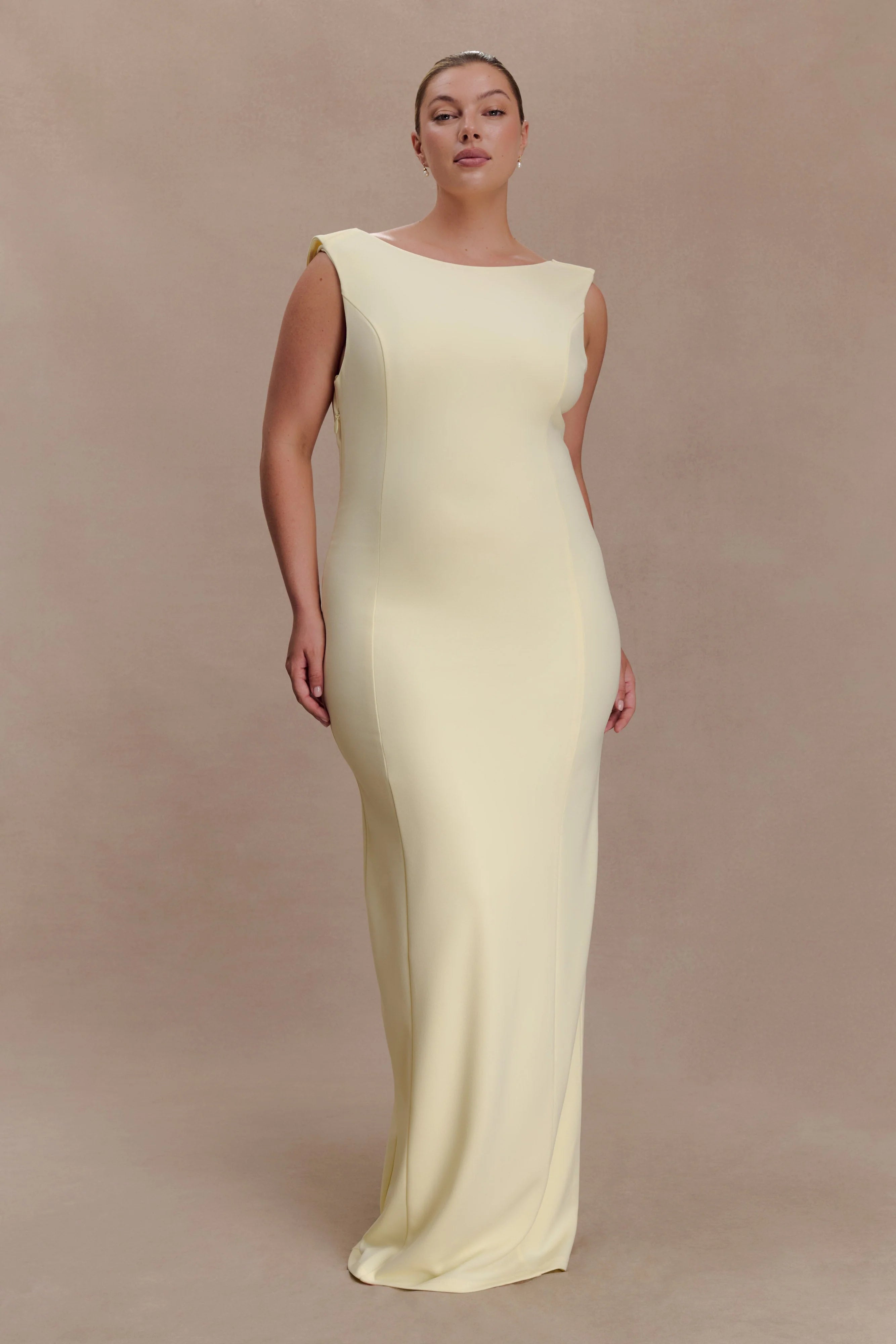 Galilea Crepe Draped Maxi Dress Lemon