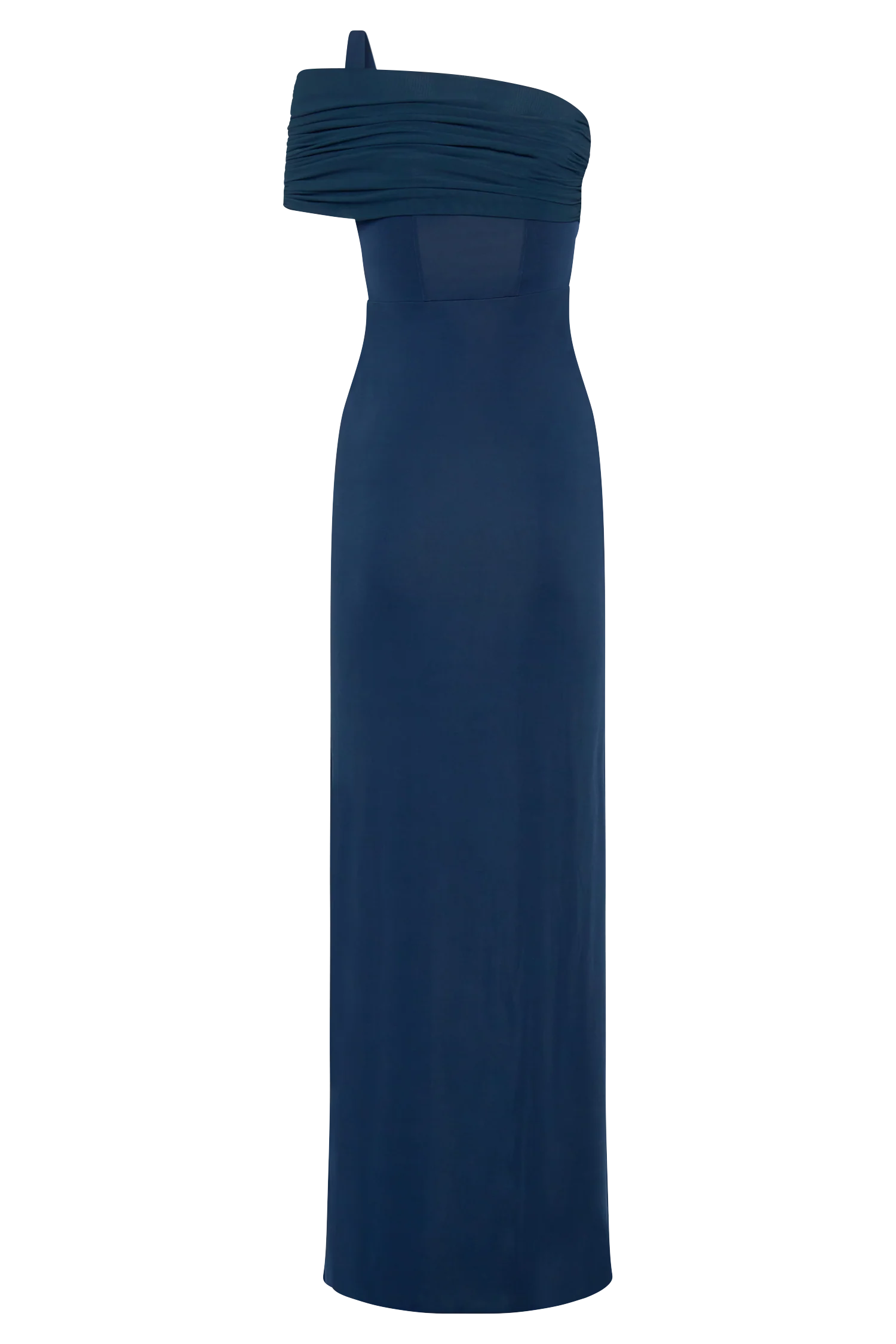 Hanh One Shoulder Mesh Maxi Dress Ink Blue