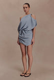 Gabriella Draped Mini Dress Charcoal Blue Marle