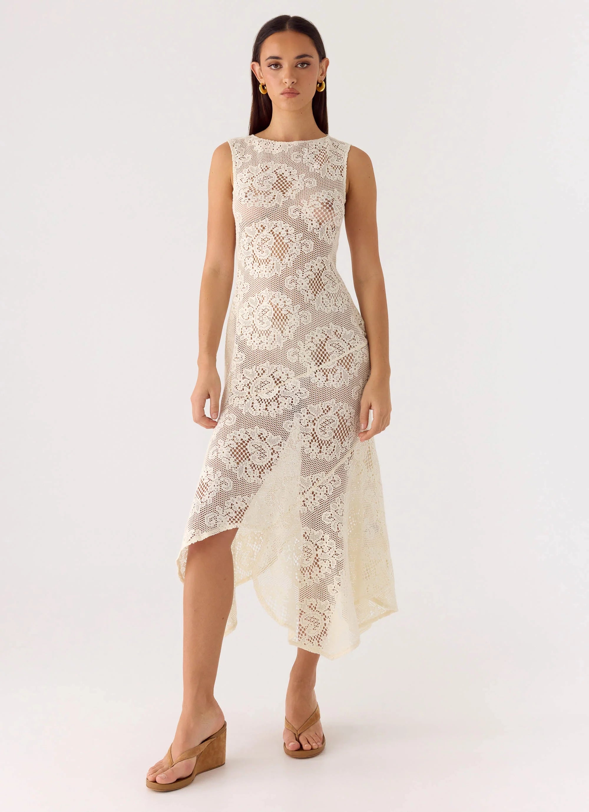 Janayia Midi Dress Ivory
