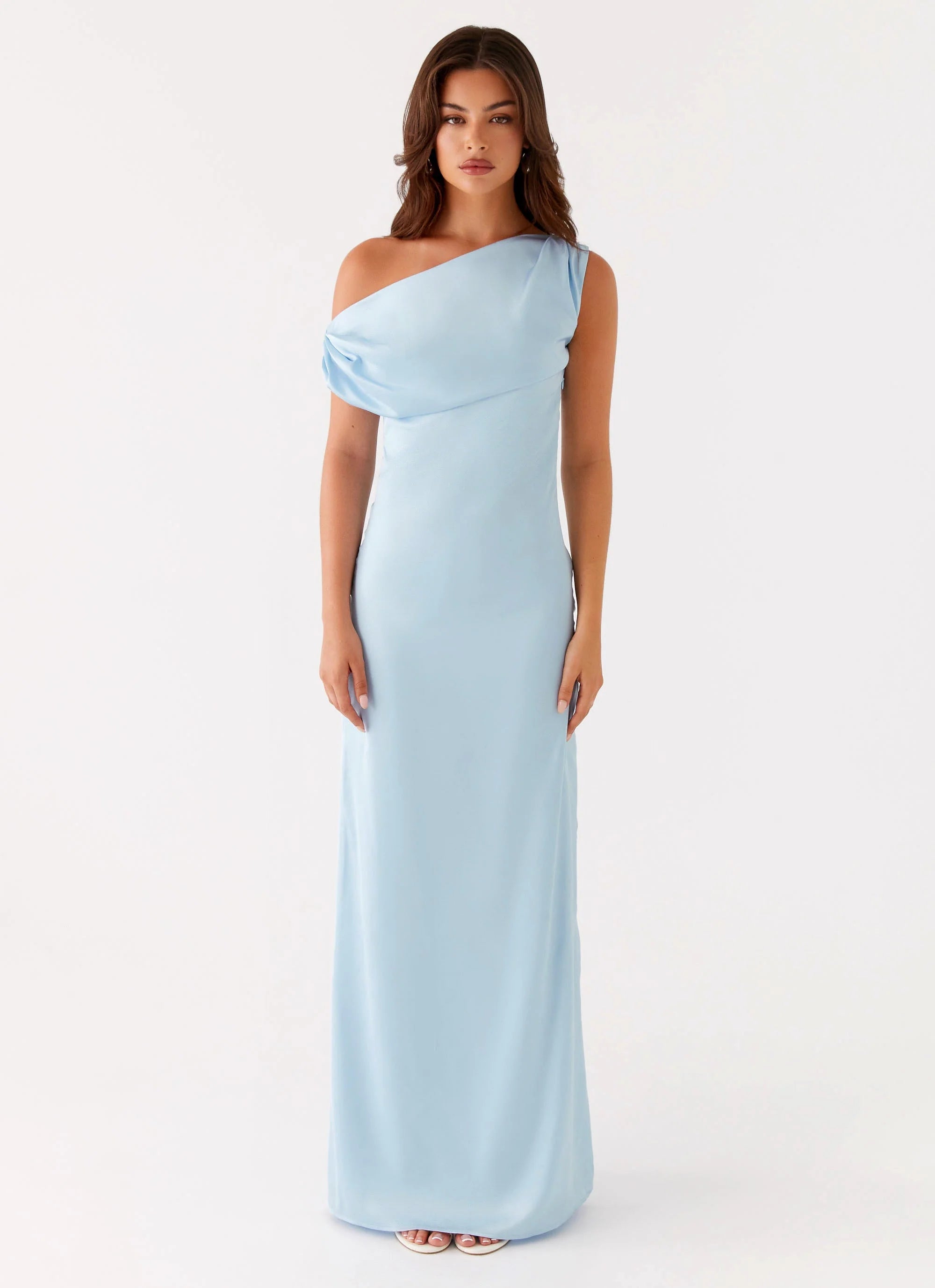 Heart Of Glass Satin Maxi Dress Blue