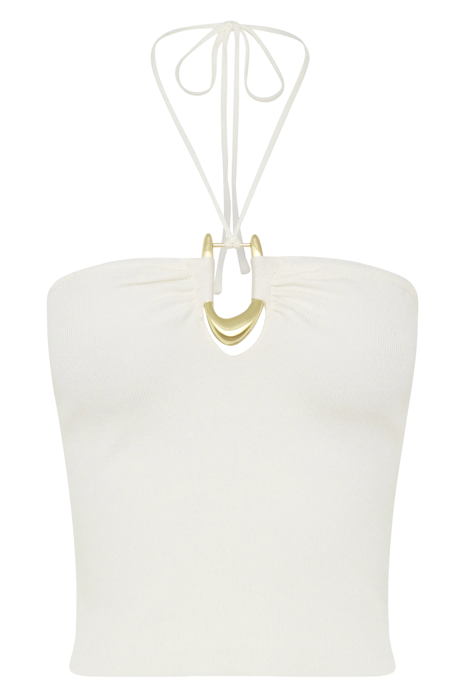 Dimitri Knit Halter Top With Hardware Ivory