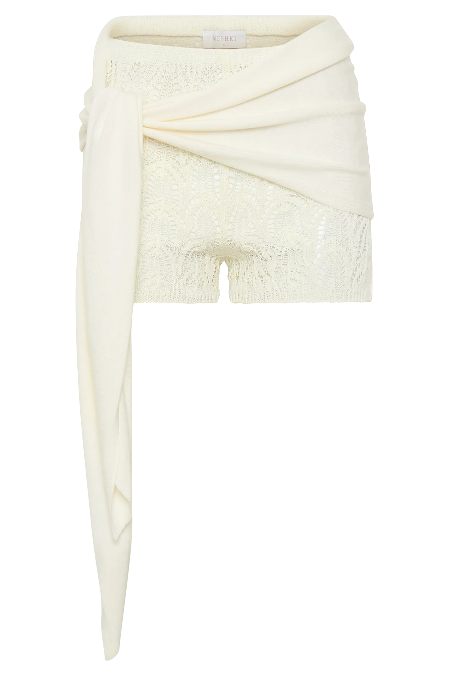 Liora Crochet Shorts With Knit Overlay Ivory