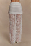 Guinevere Lace And Mesh Maxi Skirt Ivory