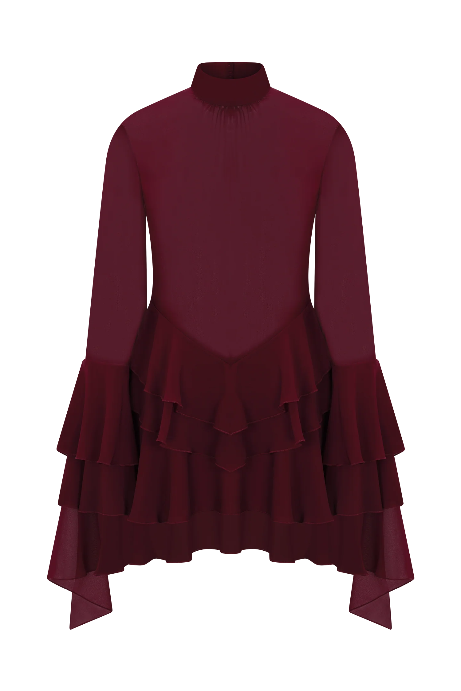 Nimah Chiffon Ruffle Mini Dress Wine