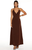 La Jolla Brown V Neck Maxi Dress