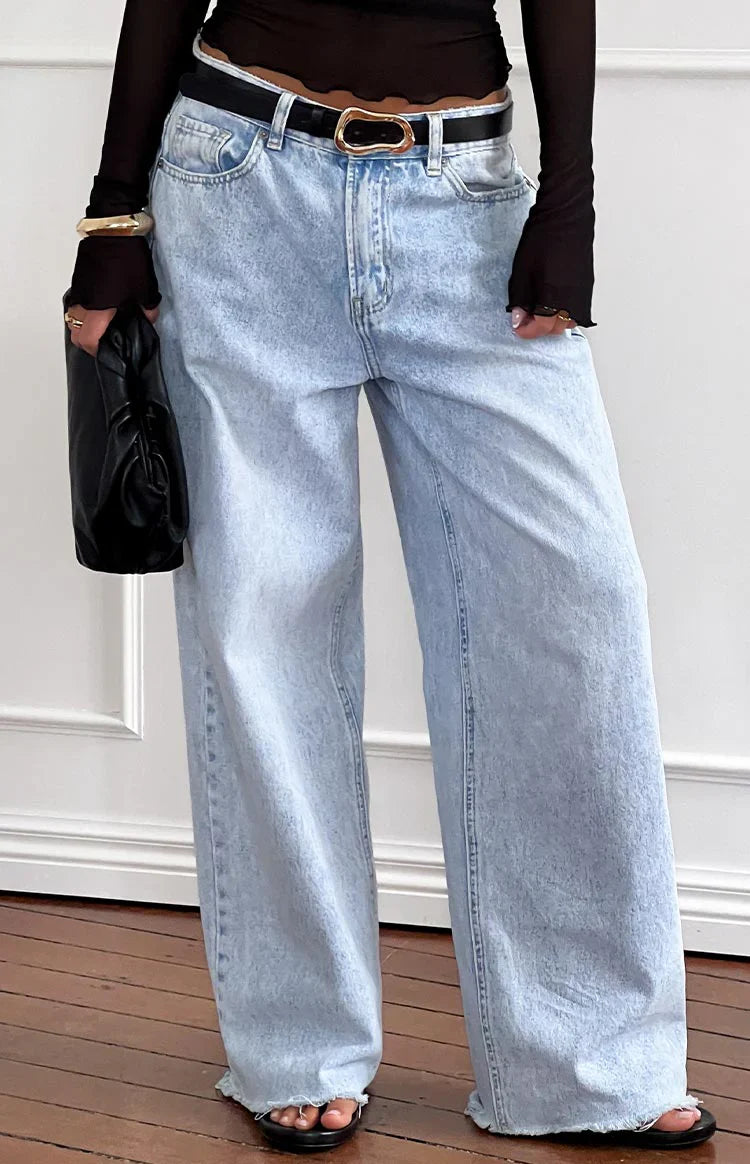 Shes Yours Light Wash Denim Wide Leg Boyfriend Jeans