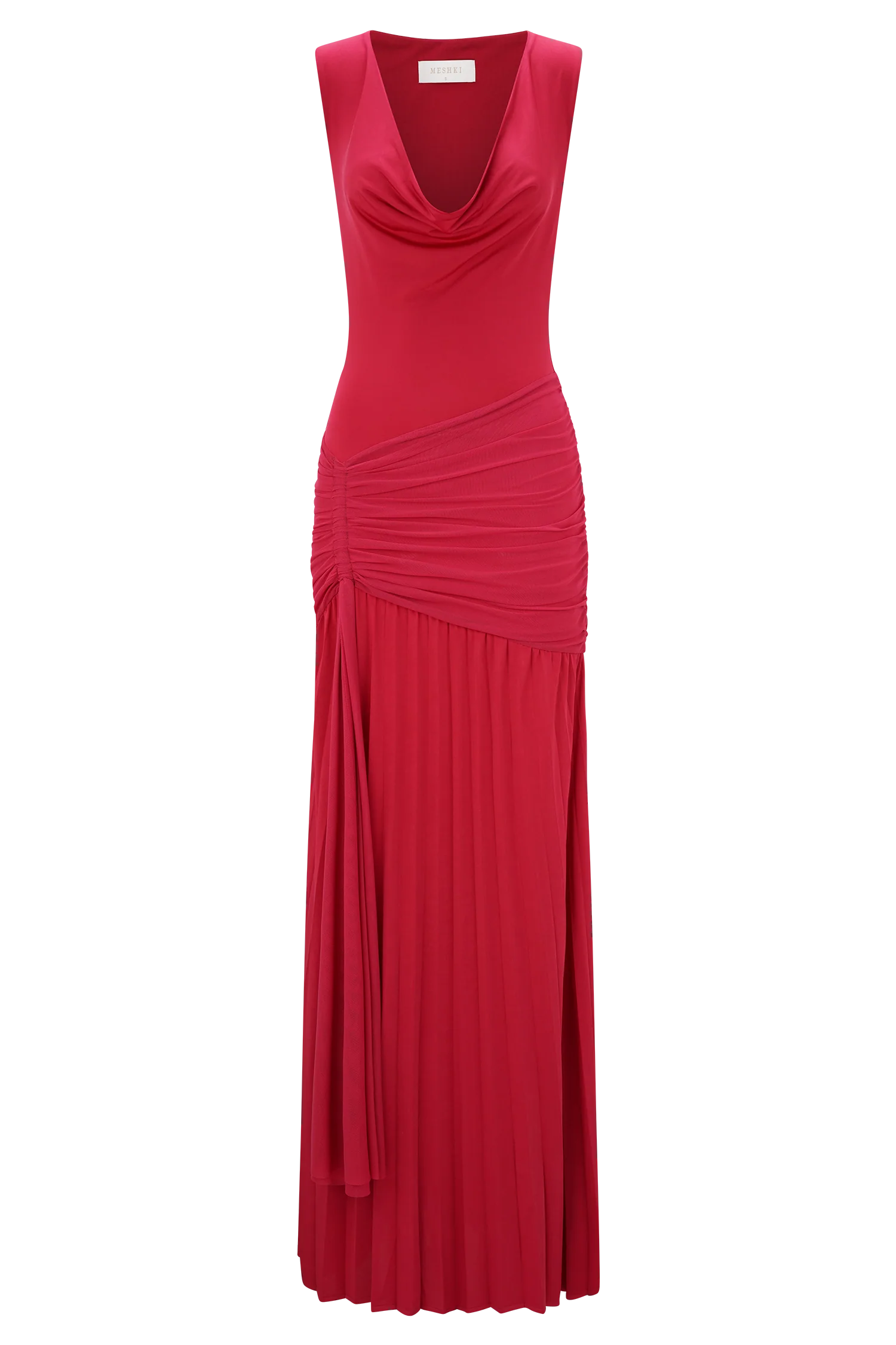 Dania Cowl Neck Slinky Maxi Dress Fuchsia Pink