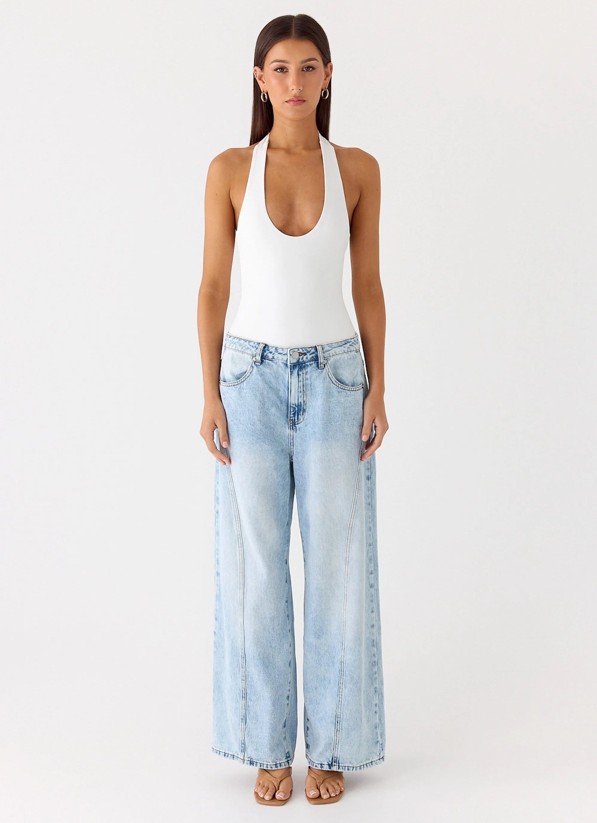 Set The Scene Halter Bodysuit White
