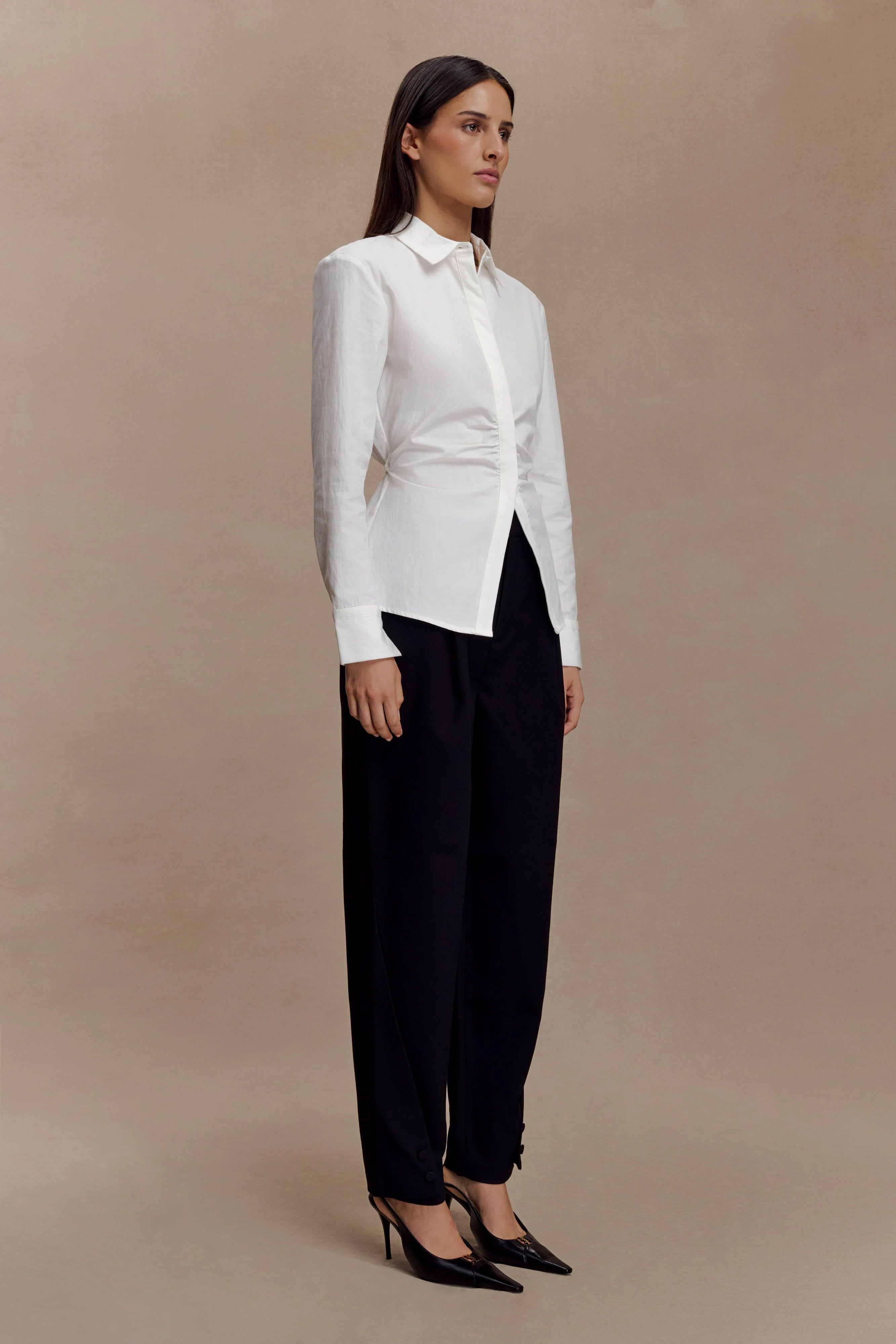 Millie Tie Back Cotton Shirt White