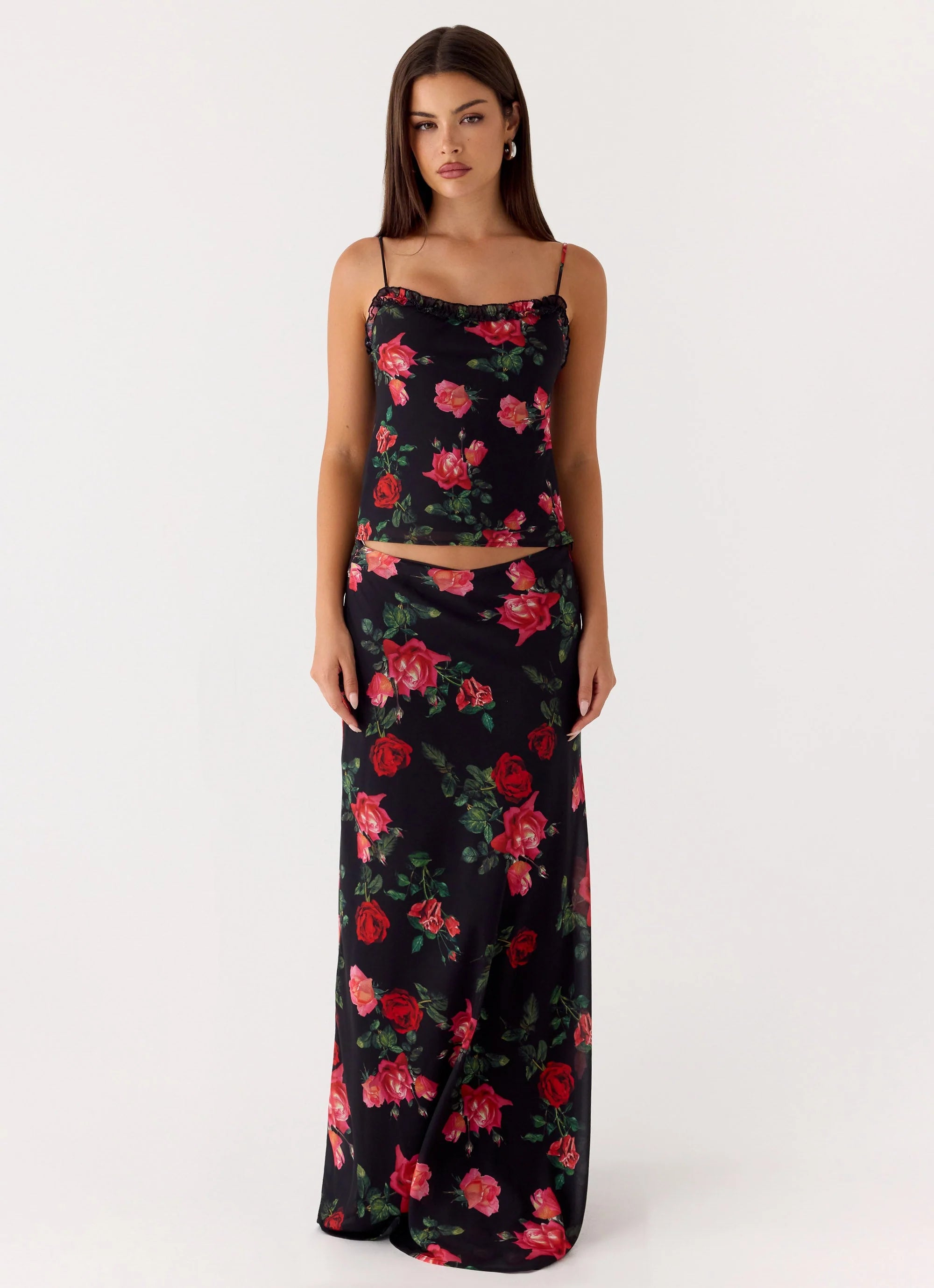Star Girl Chiffon Maxi Skirt Midnight Bloom