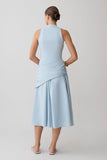 Emily Wrapped Waist Midi Dress Sky Blue
