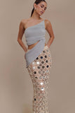 Corah Lurex Drape Knit Top Silver