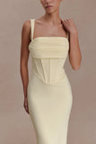 Luella Crepe Corset Maxi Dress Lemon
