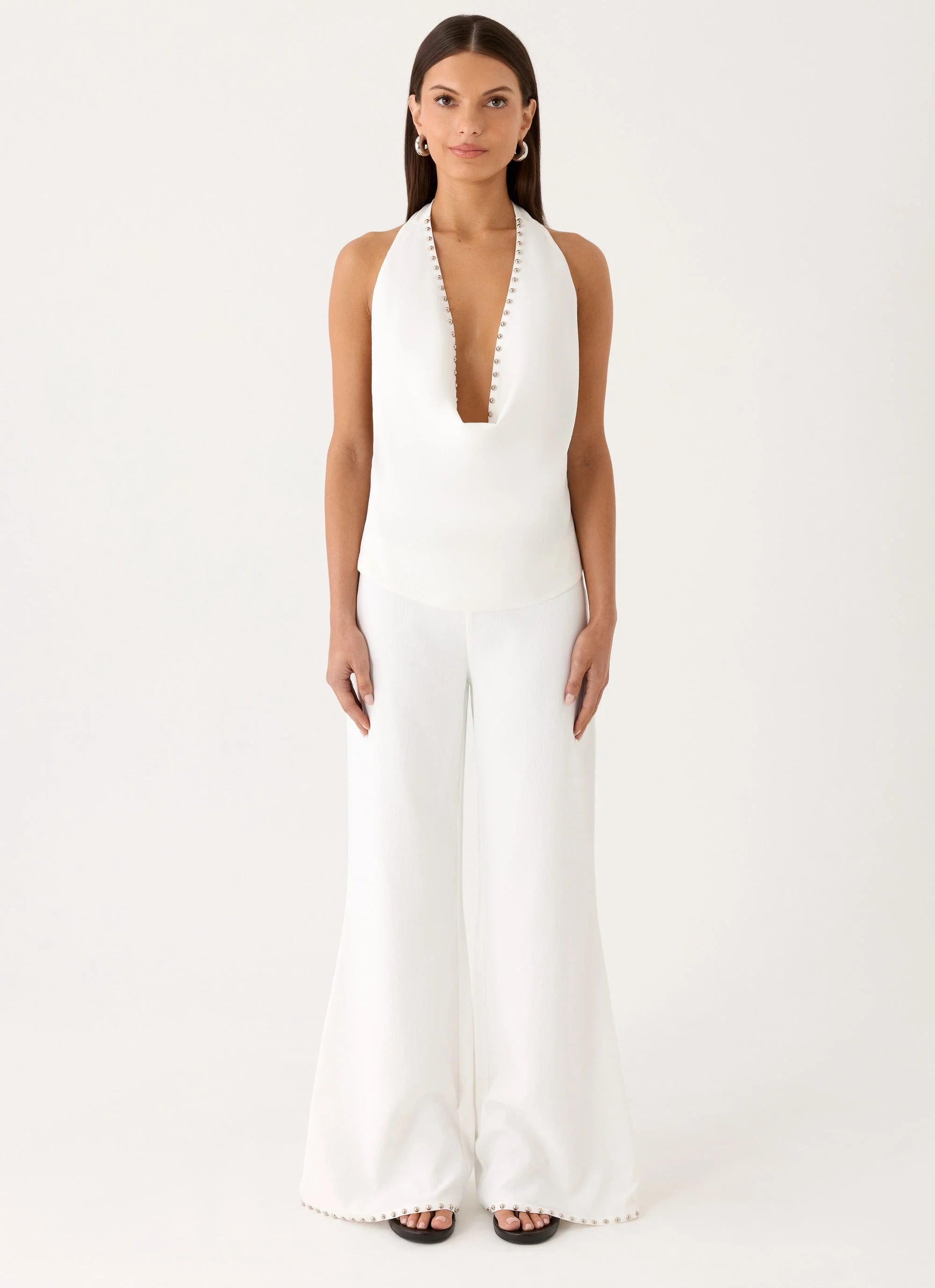 Ashika Studded Top - White