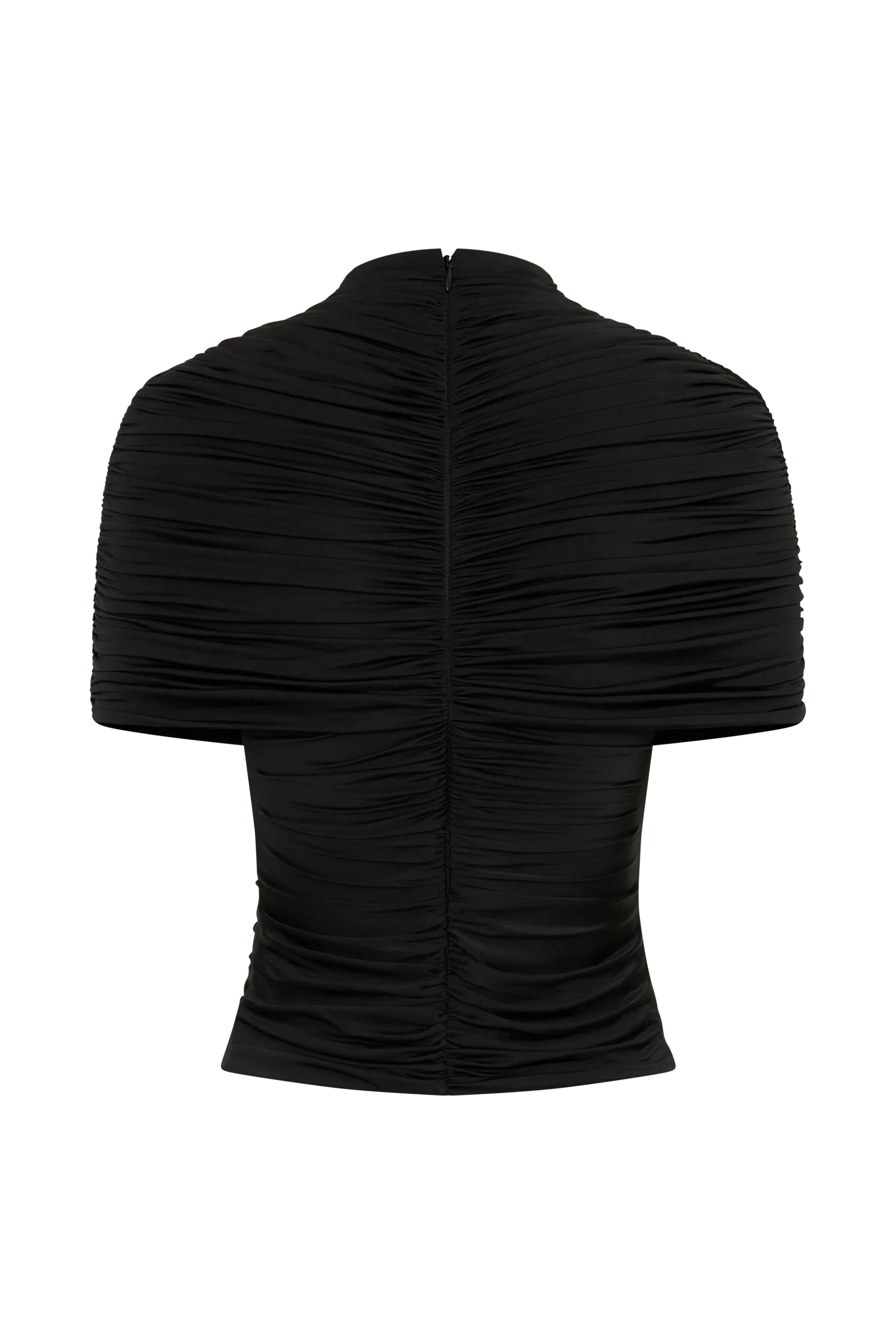 Linh Slinky High Neck Gathered Top Black