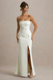 Lucia Cream Bandeau Tailored Maxi Dress With Split